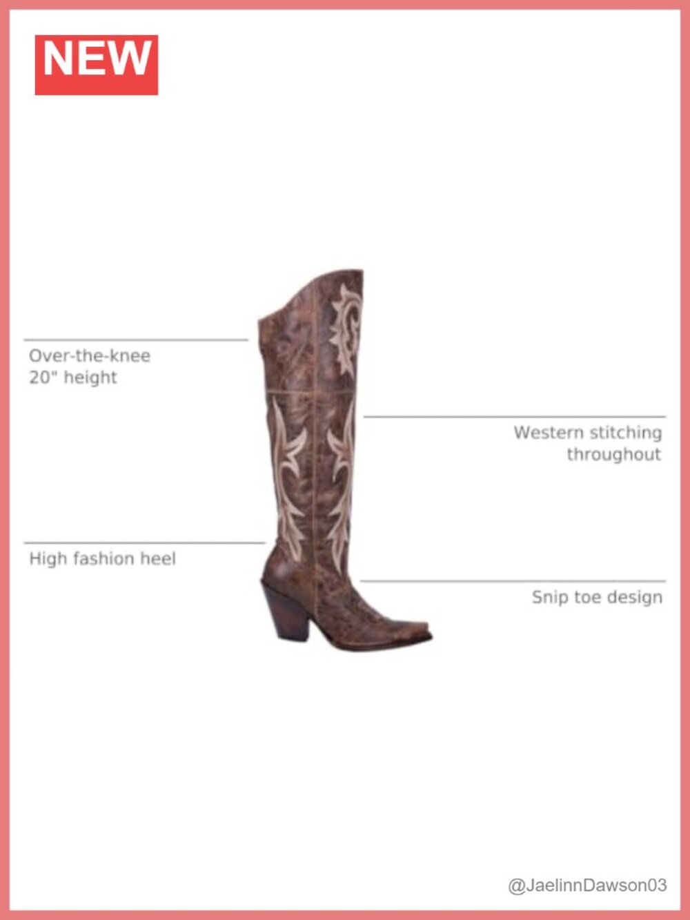 Dan Post Womens Over the Knee Heel Leather Boots Embroidered Snip Toe - Picture 2 of 3